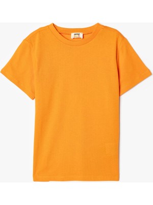 Koton Basic Tişört Kısa Kollu Pamuklu Turuncu Erkek Çocuk Günlük Stil Desensiz