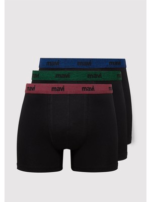 Mavi 3lü Siyah Basic Boxer 0911408-85585