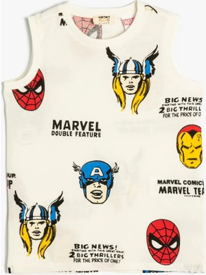 Koton Marvel Lisanslı Baskılı Atlet Erkek Çocuk Kolsuz Bisiklet Yaka Nefes Alabilir Yapı