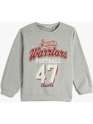 Koton Sweatshirt Bisiklet Yaka Uzun Kollu Baskılı Şardonlu