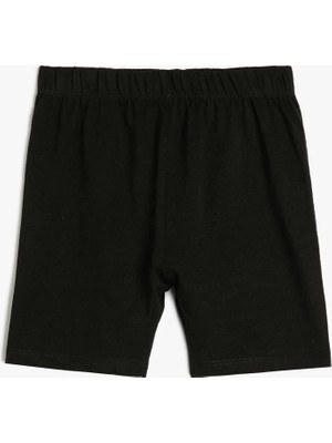 Koton Basic Kısa Tayt Dokulu Beli Lastikli Pamuklu