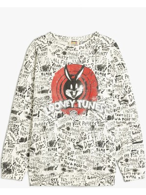 Koton Bugs Bunny Lisanslı Pamuklu Baskılı Uzun Kollu Oversize Sweatshirt