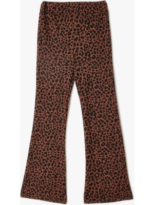 Koton Ispanyol Paça Pantolon Leopar Desenli Beli Lastikli