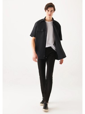 Mavi Erkek Martin Black Jean Pantolon 0037826974 Klasik Kesim Düz Cep ile Normal Bel