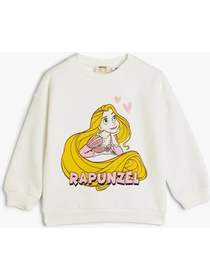Koton Rapunzel Sweat Lisanslı Uzun Kollu Bisiklet Yaka Şardonlu