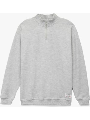 Erkek Çocuk Şardonlu Uzun Kollu Basic Yarım Fermuarlı Dik Yaka Sweatshirt  (Aw 35)