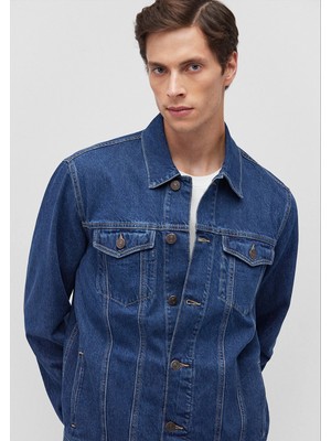 Mavi Drake 90lar Puslu Koyu Mavi Jean Ceket 010143-87939