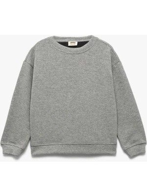 Koton Gri Uzun Kollu Bisiklet Yaka Basic Sweatshirt Erkek Çocuk İçin Şardonlu Konfor