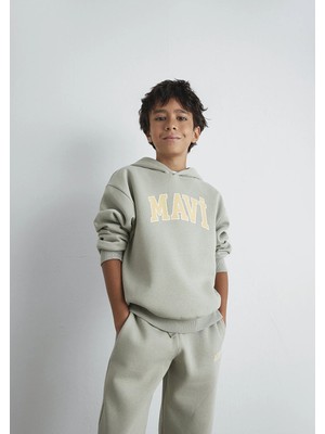 Mavi Logo Baskılı Kapüşonlu Yeşil Sweatshirt 6610110-70155