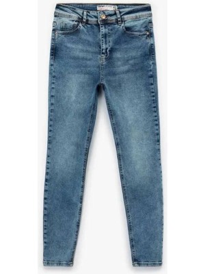 Koton Yüksek Bel Skinny Indigo Kadın Jean Pantolon 6WAL40026MD