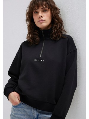 Mavi Mvjns Nakışlı Yarı Fermuarlı Siyah Sweatshirt 1S10533-900
