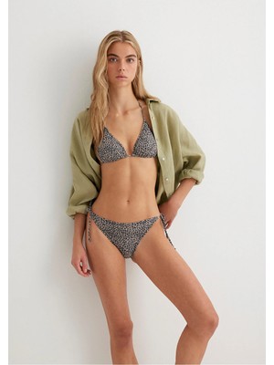 Mavi Leopar Desenli Kahverengi Bikini Altı 1913185-33653
