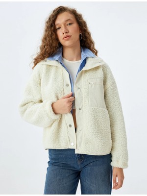 Koton Dik Yaka Kırık Beyaz Kadın Sweatshırt 5WAL10218IK