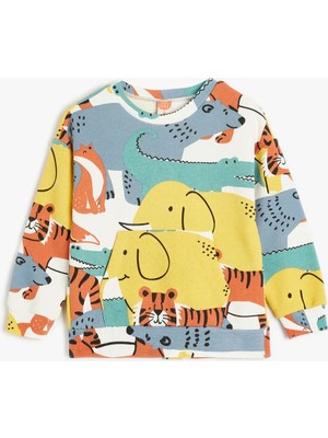 Koton Desenli Erkek Çocuk Çok Renkli Sweatshırt 5WMB10006TK-A