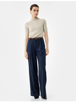 Koton Kadın Rayon Kumaş Kısa Kollu Dik Yaka Triko Kazak 6WAK90038HT