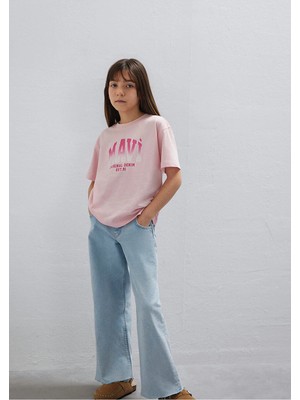 Mavi Mavi Logo Baskılı Pembe Tişört 7610386-71007