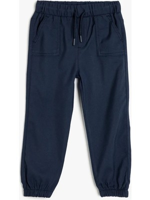 Koton Jogger Pantolon Beli Bağlamalı Cepli Erkek Çocuk Günlük Rahat Kalıp Polyester Karışımlı