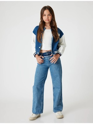 Koton Kız Çocuk Kot Pantolon Geniş Paça Cepli Pamuklu - Wide Leg Jean