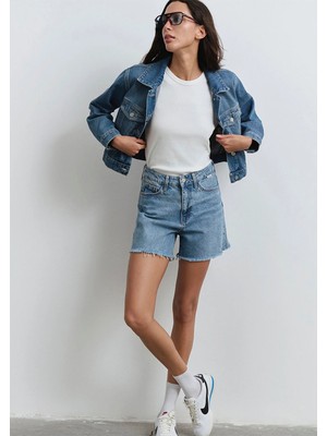 Mavi Millie 90lar İndigo Mavisi Jean Şort 1458987073