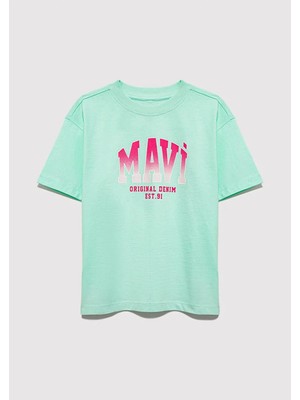 Mavi Mavi Logo Baskılı Yeşil Tişört 7610386-71643