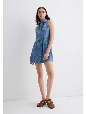 Mavi Raven Akdeniz Yıldız Baskılı Indigo Mavisi Jean Elbise 1310660-89760