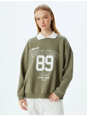 Koton 5WAL10174IK Koton Kadın Sweat Haki
