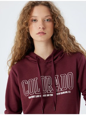 Koton Kapüşon Yaka Bordo Kadın Sweatshırt 5WAL10436IK