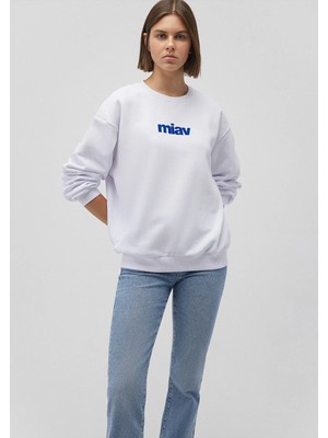 Mavi Miav Baskılı Beyaz Sweatshirt 0610925-620