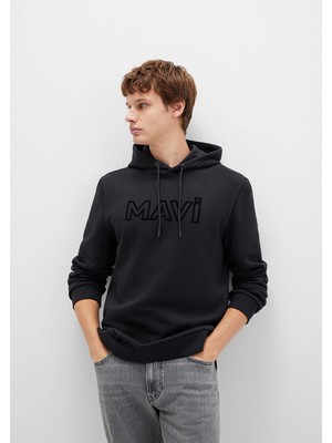 Mavi Mavi Logo Baskılı Kapüşonlu Siyah Sweatshirt 0610941-900