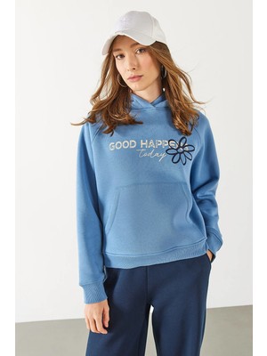 Pasific Baskılı Sweatshirt - Mavi