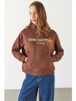 Pasific Baskılı Sweatshirt - Kahverengi