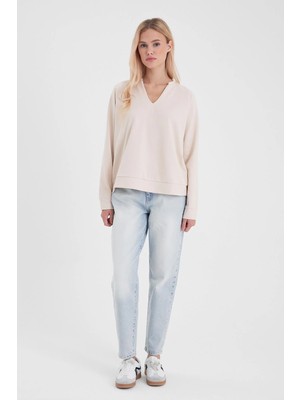 Kadın Kyla Sky Blue Yüksek Bel Yırtıklı Mom Jean Pantolon