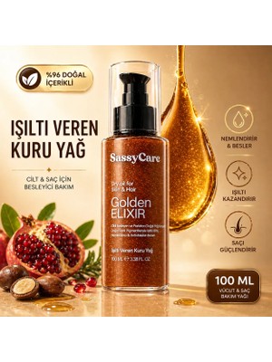 SassyCare Kuru Yağ Golden Elixir Cilt, Saç ve Vücut Için Işıltı Veren Besleyici Bakım Yağı