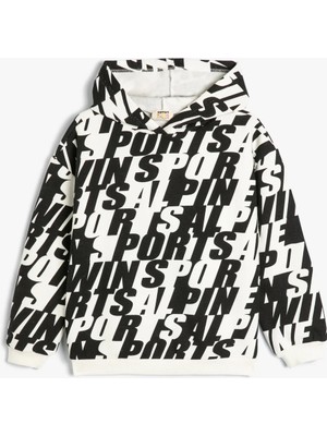 Koton Kapşonlu Sweatshirt Uzun Kollu Desenli