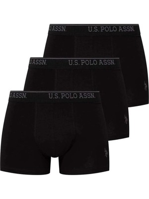 U.S.POLO 80097 ERKEK 3 LÜ LİKRALI COTON SİYAH BOXER
