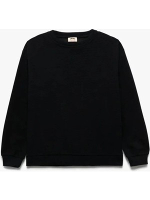 Koton Uzun Kollu Basic Sweatshirt Siyah Erkek Çocuk İçin Şardonlu Konforlu Tasarım
