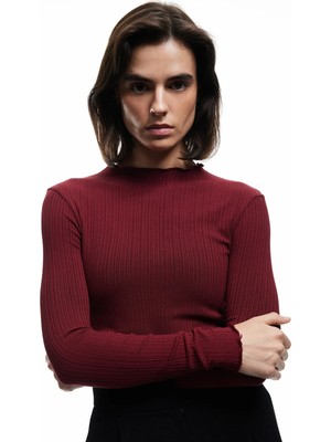 Koton Kaşkorse Viskon Slim Fit Uzun Kollu Hafif Dik Yaka Tişört