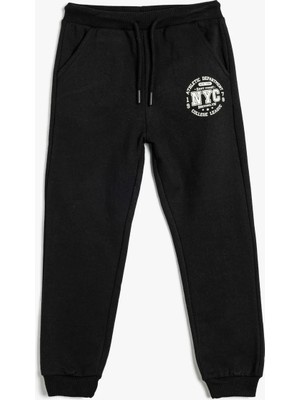 Koton Jogger Eşofman Altı Beli Bağlamalı Baskı Detaylı Cepli