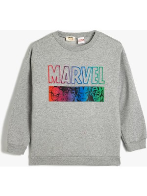 Koton Marvel Sweatshirt Lisanslı Bisiklet Yaka Pamuk Karışımlı