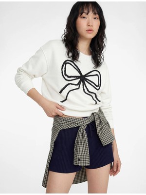 Koton Uzun Kollu Bisiklet Yaka Fiyonklu Oversize Sweatshirt