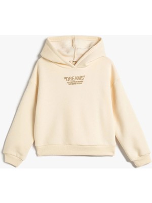 Koton Kapşonlu Sweatshirt Şardonlu İşleme Detaylı Uzun Kollu