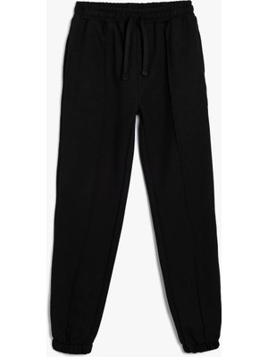 Koton Kız Çocuk Sweat Bottoms Siyah 2 İplik Şardonlu Kumaş ile Rahat ve Modern Tasarım