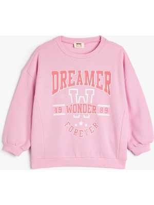 Koton Sweatshirt Kolej Baskılı Uzun Kollu Bisiklet Yaka