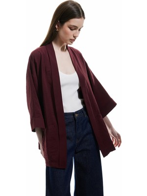 Koton Modal Kumaş Cepli 3/4 Geniş Kollu Kimono