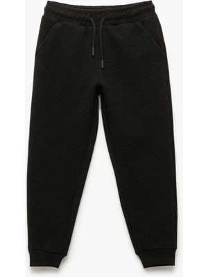 Koton Beli Bağcıklı Cepli Basic Jogger Eşofman Altı Siyah Kış Sezonu Regular Kalıp