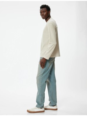 Koton 5WAM70033MK 057 Bej Erkek Pamuk Jersey Sweatshırt