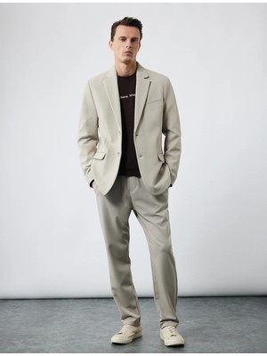 Koton Erkek Blazers (Aw 25) Normal Kalıp Gri Renkli Grafik Desenli Pantolon