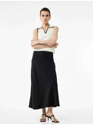Koton Regular Fit Midi Boy Saten Kloş Etek