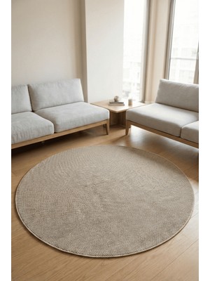 Anaska Home Modern Halı Sisal Bukleli Halı Bej Halı Salon Halısı Oturma Odası Halısı Yuvarlak Halı