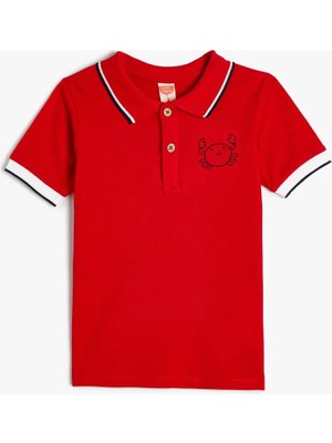 Koton Polo Tişört Kısa Kollu Düğmeli Yengeç Işleme Detaylı